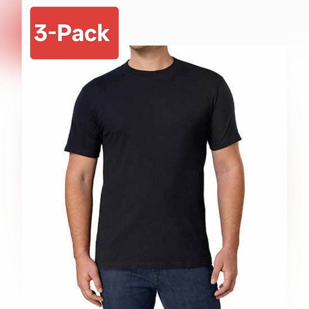 Kirkland Signature Men’s Crew Neck Tee, 3-pack Black size L Large FAST Shipping!